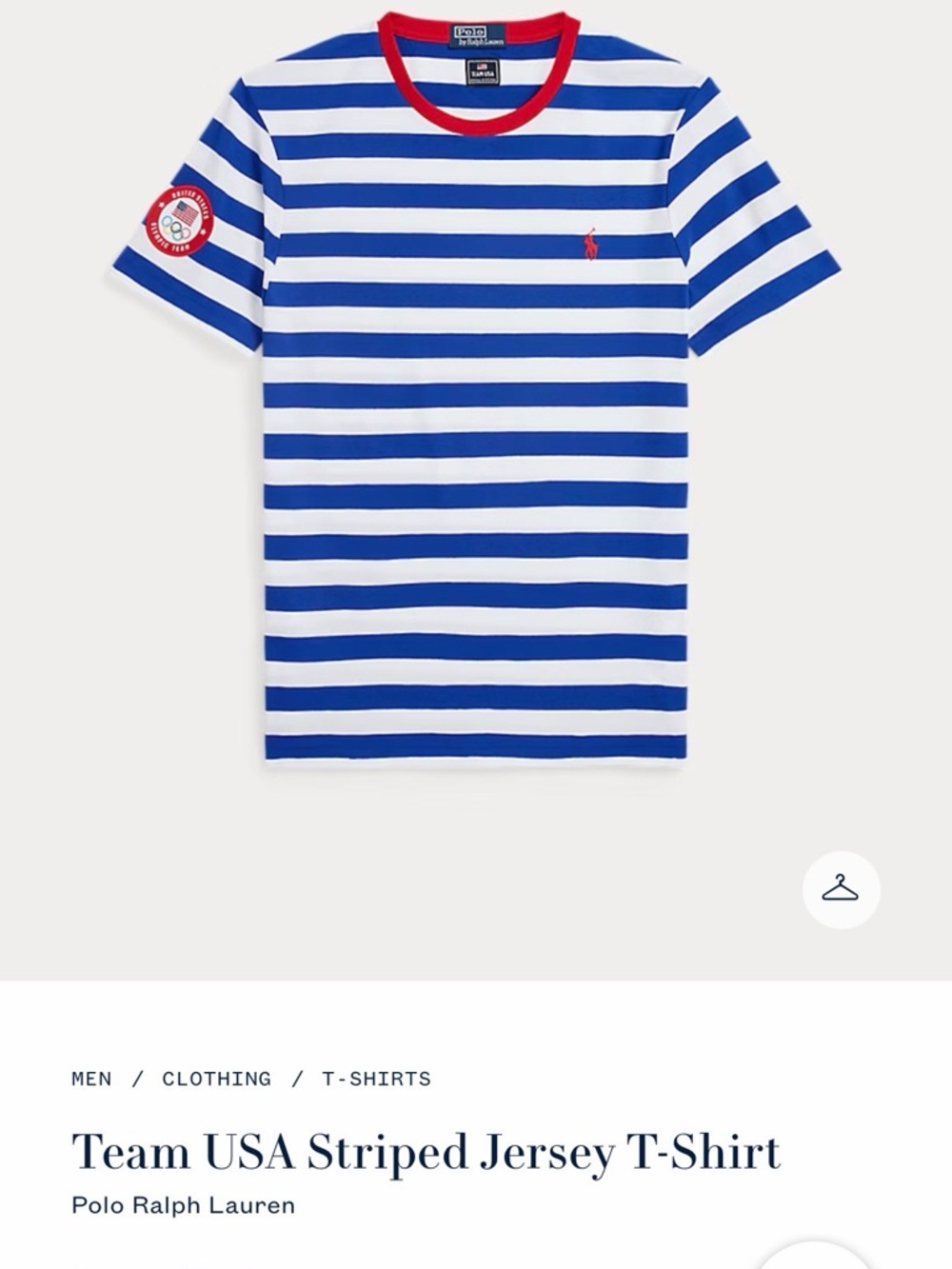 Polo by Ralph Lauren Blue & White Striped Tee with Red Trim